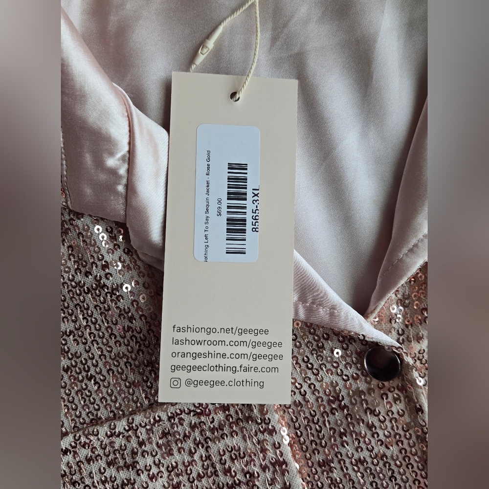 GeeGee Plus Rose Gold Sequin Shacket Button Down Jacket 3XL NWT - Picture 7 of 9